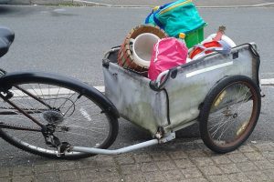 Bike loaded with press and scratter